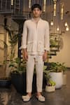 Ankur J_Beige Modal, Satin Bomber Shirt _Online_at_Aza_Fashions