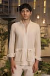 Buy_Ankur J_Beige Modal, Satin Bomber Shirt 