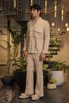 Ankur J_Beige Cotton Crochet Bomber Shirt _Online_at_Aza_Fashions