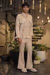 Buy_Ankur J_Beige Cotton Crochet Bomber Shirt _Online_at_Aza_Fashions