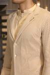 Shop_Ankur J_Beige Linen And Crochet Shirt Pant Set 