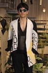 Shop_Ankur J_Black Linen Crochet Overlay Jacket Set 