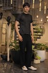 Ankur J_Black Cotton Designer Tshirt _at_Aza_Fashions