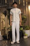 Buy_Ankur J_White Cotton Designer Tshirt _at_Aza_Fashions