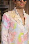 Shop_Ankur J_White Modal, Satin Designer Bomber Shirt _Online_at_Aza_Fashions