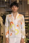 Buy_Ankur J_White Modal, Satin Designer Bomber Shirt _at_Aza_Fashions