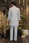 Shop_Ankur J_Blue Linen Embroidery Designer Crochet Overlay Jacket Set _at_Aza_Fashions