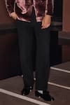 Contrast By Parth_Wine Silk, Velvet, Lycra Beads Ember Bandhgala Set _Online_at_Aza_Fashions
