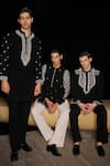 Shop_Contrast By Parth_Black Silk Embroidery Stark Hand Kurta Set _Online_at_Aza_Fashions