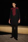 Buy_Contrast By Parth_Black Silk Embroidery Ruby Glint Hand Kurta Set _at_Aza_Fashions
