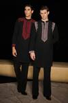 Contrast By Parth_Black Silk Embroidery Hand Kurta Set _Online