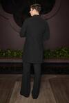 Shop_Contrast By Parth_Black Lycra Sequins, Embroidery Noir Crest Nehru Jacket Set _at_Aza_Fashions