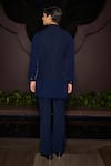 Shop_Contrast By Parth_Blue Lycra Embroidery Stellar Hand Nehru Jacket Set _at_Aza_Fashions