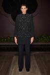 Buy_Contrast By Parth_Black Lycra Embroidery, Sequins Hand Nehru Jacket Set _at_Aza_Fashions