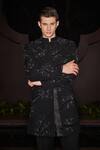 Buy_Contrast By Parth_Black Lycra Embroidery Designer Sterling Sherwani Set _Online_at_Aza_Fashions
