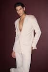 Contrast By Parth_Off White Lycra Beads Monarch Tuxedo Set _Online_at_Aza_Fashions