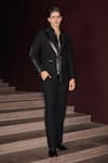 Buy_Contrast By Parth_Black Lycra, Satin Blaire Tuxedo Set _at_Aza_Fashions
