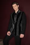 Buy_Contrast By Parth_Black Silk, Velvet, Lycra Embroidery Velric Designer Tuxedo Set _Online_at_Aza_Fashions