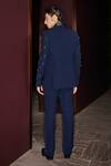 Shop_Contrast By Parth_Blue Lycra Embroidery Hand Bluemere Tuxedo Set _at_Aza_Fashions