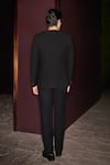 Shop_Contrast By Parth_Black Silk, Velvet, Lycra Velmor Hand Embroidered Tuxedo Set _at_Aza_Fashions