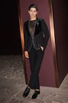 Buy_Contrast By Parth_Black Silk, Velvet, Lycra Velmor Hand Embroidered Tuxedo Set _at_Aza_Fashions