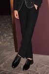 Shop_Contrast By Parth_Black Silk, Velvet, Lycra Velmor Hand Embroidered Tuxedo Set _Online_at_Aza_Fashions