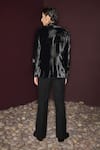 Shop_Contrast By Parth_Black Silk, Velvet, Satin, Lycra Embroidery Hand Dusk Tuxedo Set _at_Aza_Fashions