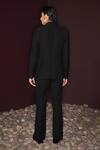 Shop_Contrast By Parth_Black Lycra Sequins, Embroidery Sable Hand Tuxedo Set _at_Aza_Fashions