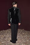 Shop_Contrast By Parth_Black Silk, Velvet, Lycra Beads Stardust Hand Embroidered Tuxedo Set _at_Aza_Fashions