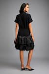 Shop_Deepika Arora_Black Roma Embroidery Collared Shimmer Jacket Dress _at_Aza_Fashions