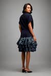 Shop_Deepika Arora_Navy Roma Collared Blue Shimmer Hem Jacket Dress _at_Aza_Fashions