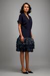 Deepika Arora_Navy Roma Collared Blue Shimmer Hem Jacket Dress _Online_at_Aza_Fashions