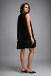 Shop_Deepika Arora_Black Roma Round Neck Sleeveless Ruffled Hem Mini Dress _at_Aza_Fashions