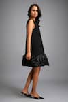 Buy_Deepika Arora_Black Roma Round Neck Sleeveless Ruffled Hem Mini Dress _Online_at_Aza_Fashions