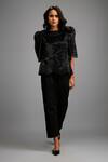 Buy_Deepika Arora_Black Roma Round Neck Shimmer Top And Tailored Pant Set _at_Aza_Fashions