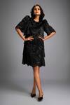 Buy_Deepika Arora_Black Roma Round Neck Designer Dress With Puff Sleeves 