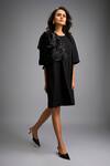 Deepika Arora_Black Roma Round Neck A-line Dress With Shimmer Details _Online_at_Aza_Fashions