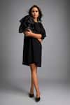 Deepika Arora_Black Roma Round Neck A-line Dress With Shimmer Details _at_Aza_Fashions