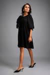 Buy_Deepika Arora_Black Roma Round Neck A-line Dress With Shimmer Details 