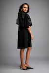 Shop_Deepika Arora_Black Roma Round Neck A-line Dress With Shimmer Details _at_Aza_Fashions