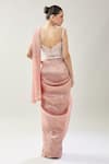 Shop_Samyukta Singhania_Pink Crepe Embroidery Sweetheart Neck Pre-draped Saree Set _at_Aza_Fashions