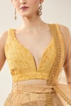 Samyukta Singhania_Yellow Net Sequins, Embroidery V-neck Lehenga Set With Dupatta _at_Aza_Fashions