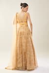 Shop_Samyukta Singhania_Yellow Net Sequins, Embroidery V-neck Lehenga Set With Dupatta _at_Aza_Fashions