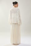 Shop_Samyukta Singhania_White Satin, Lace Round , Open Jacket And Pant Set _at_Aza_Fashions