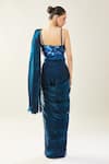 Shop_Samyukta Singhania_Blue Chinon Sequins Sweetheart Neck Embellished Blouse And Saree Set _at_Aza_Fashions