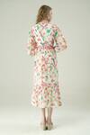 Shop_Surabhi Arya_Ivory Viscose, Crepe V-neck Floral Print Dress _at_Aza_Fashions