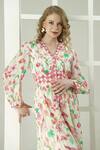 Buy_Surabhi Arya_Ivory Viscose, Crepe V-neck Floral Print Dress 