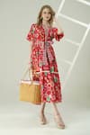 Buy_Surabhi Arya_Red Muslin Collared Floral Print Dress _at_Aza_Fashions