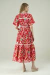 Shop_Surabhi Arya_Red Muslin Collared Floral Print Dress _at_Aza_Fashions