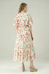 Shop_Surabhi Arya_Ivory Muslin V-neck Floral Print Dress _at_Aza_Fashions